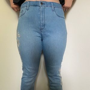 Embroidered Floral Jean
